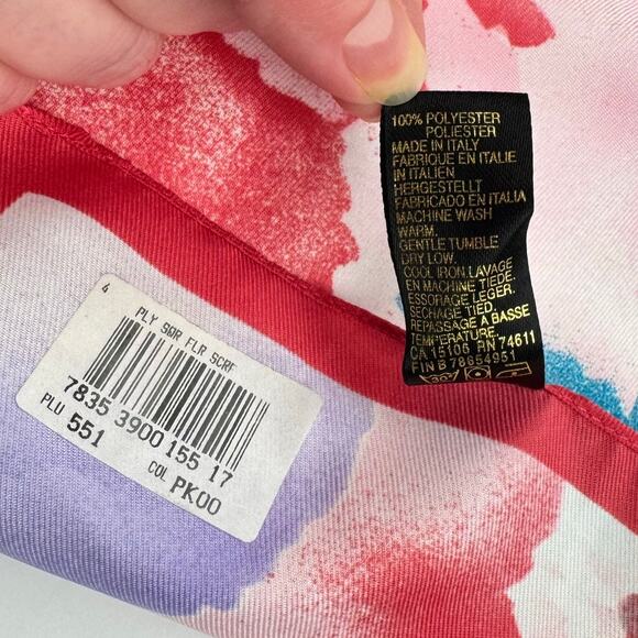 Art of Scarf Tie Rack Floral Watercolor 80s Chiffon Square Scarf Made in Italy - Picture 6 of 7